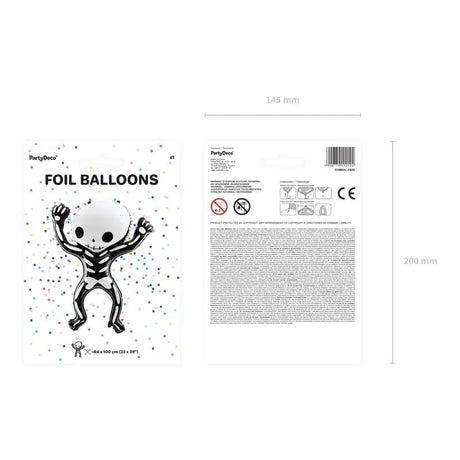 Ballone Halloween Skelett 100cm Metallic weiss (1 Stk.)