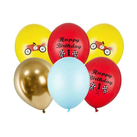 Ballone Happy Birthday 30cm On the road Mix (6 Stk.)