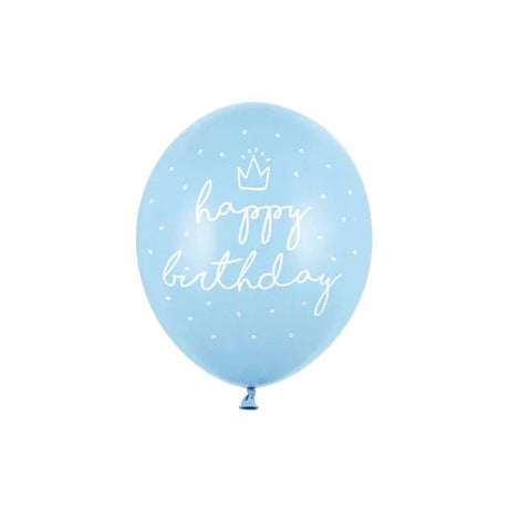 Ballone Happy Birthday 30cm Pastell blau (6 Stk.)