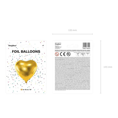 Ballone Herz 45cm Metallic gold (1 Stk.)