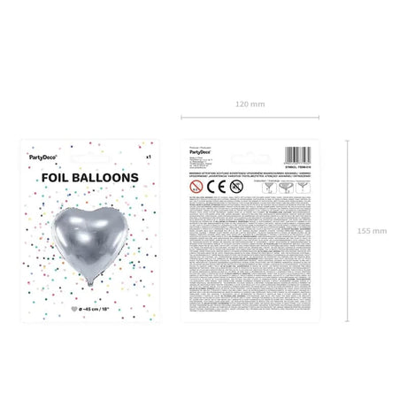 Ballone Herz 45cm Metallic silber (1 Stk.)