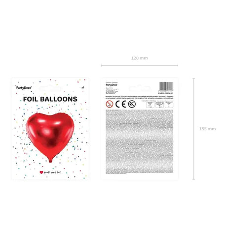 Ballone Herz 61cm Metallic rot (1 Stk.)
