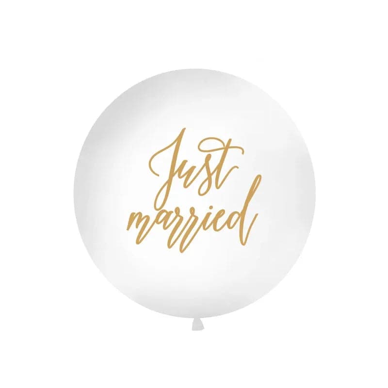 Ballone Just married 1m Pastell weiss (1 Stk.)