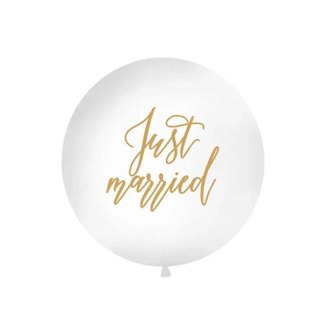 Ballone Just married 1m Pastell weiss (1 Stk.)