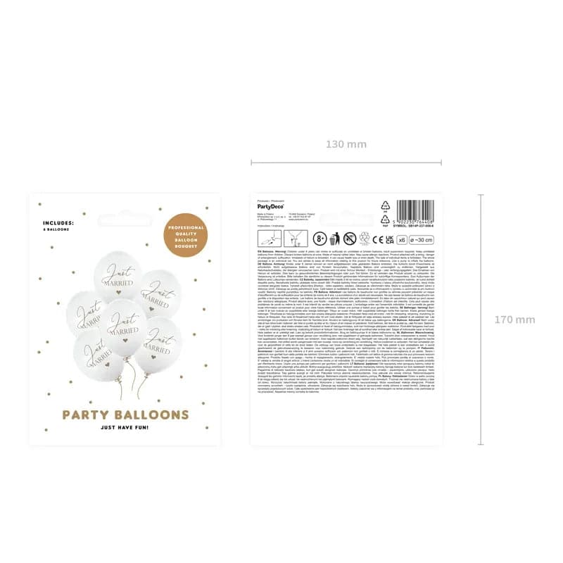 Ballone Just married 30cm Pastell White (6 Stk.)