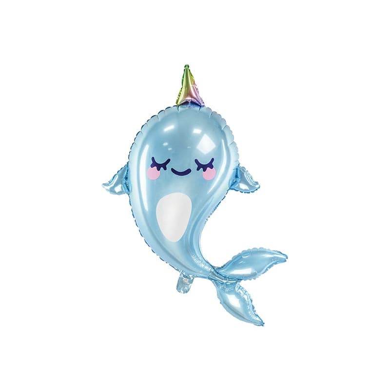 Ballone Narwal 87cm Metallic blau (1 Stk.)