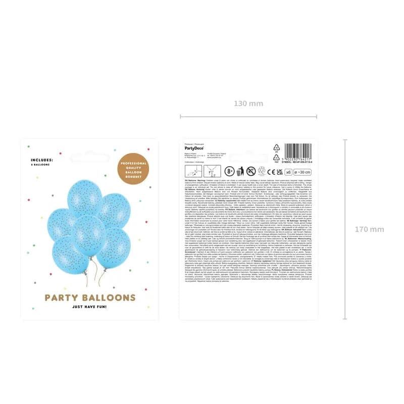 Ballone Punkte 30cm Pastell Baby Blue (6 Stk.)