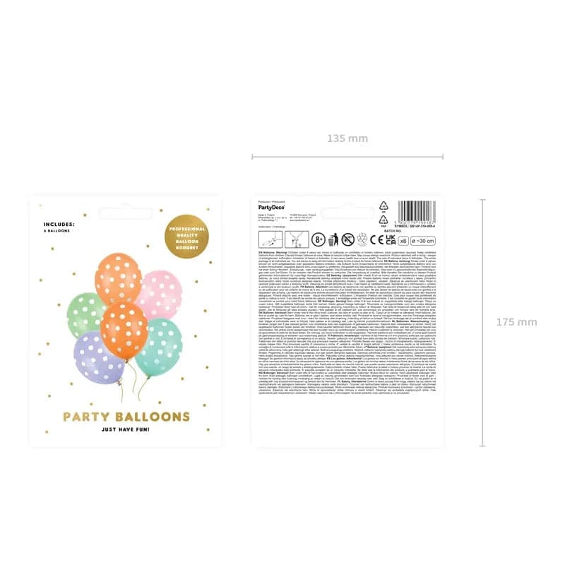 Ballone Punkte 30cm Patell Rainbow (6 Stk.)