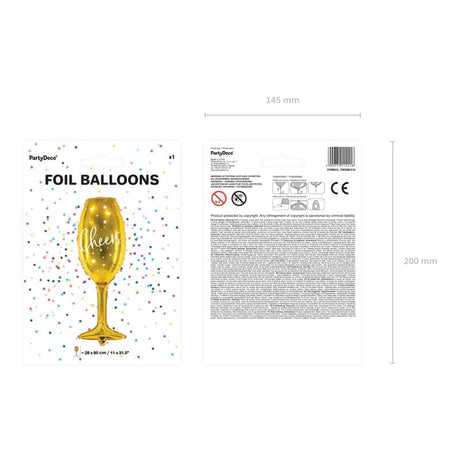 Ballone Sektglas 80cm Metallic gold (1 Stk.)