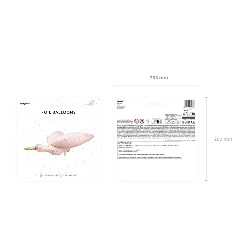 Ballone Storch 103cm Pastell rosa (1 Stk.)