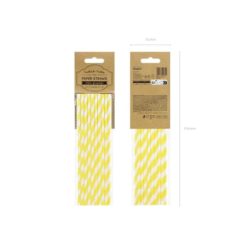 Papierstrohhalme gelb 19,5 cm (10 Stk.)