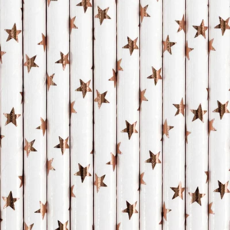 Papierstrohhalme rosegold - stern 19,5cm (10 Stk.)