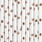 Papierstrohhalme rosegold - stern 19,5cm (10 Stk.)