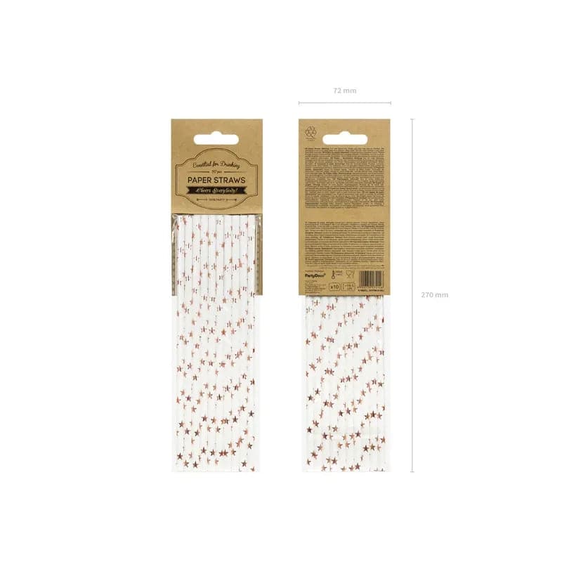 Papierstrohhalme rosegold - stern 19,5cm (10 Stk.)