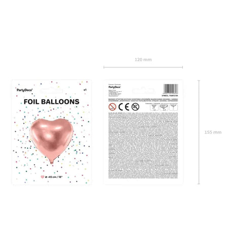 Ballone Herz 45cm Metallic roségold (1 Stk.)