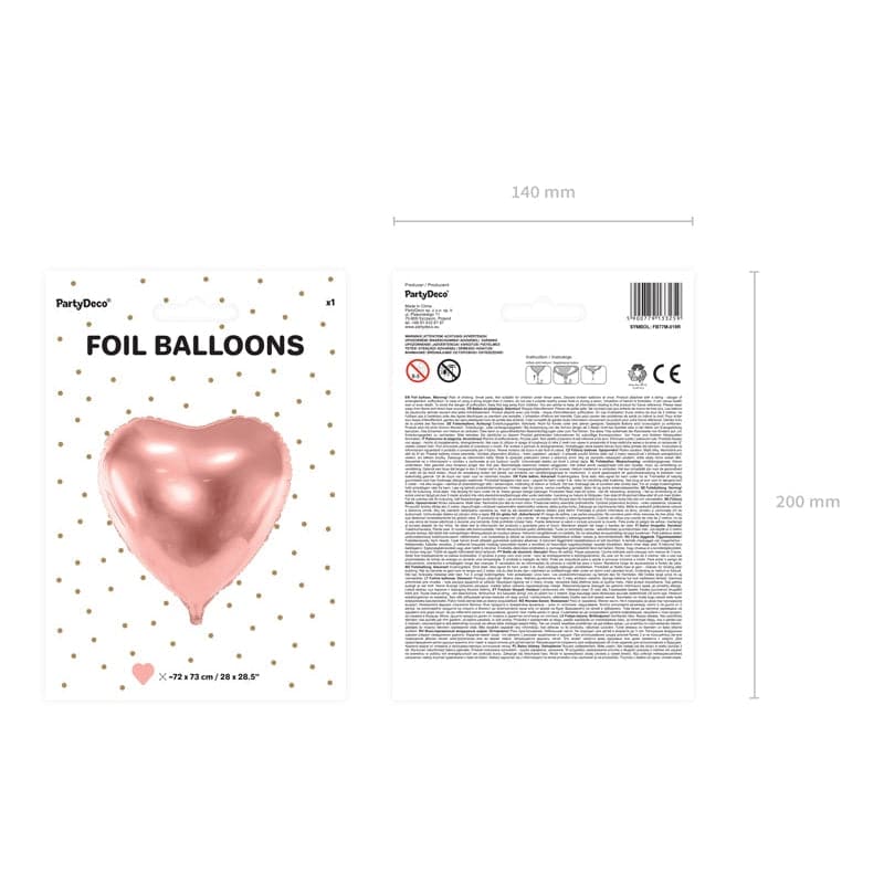 Ballone Herz 72cm Metallic roségold (1 Stk.)