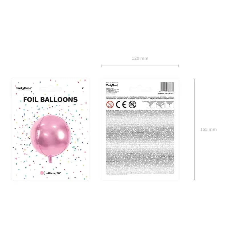 Ballone Kugel 40cm Metallic hellrosa (1 Stk.)