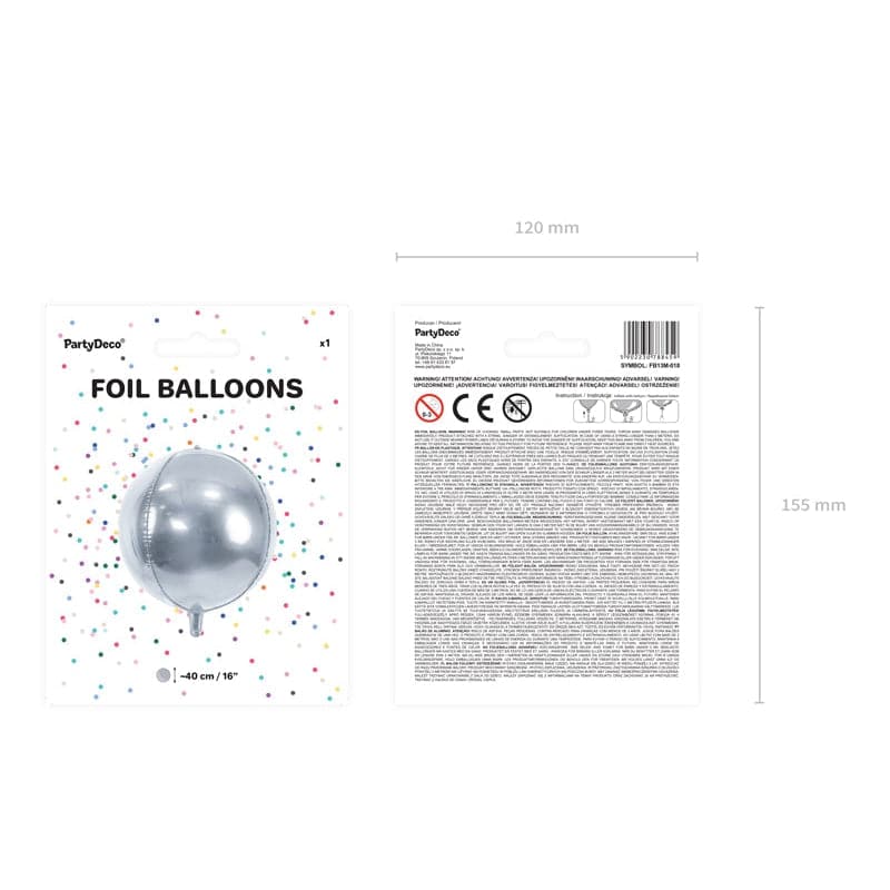 Ballone Kugel 40cm Metallic silber(1 Stk.)