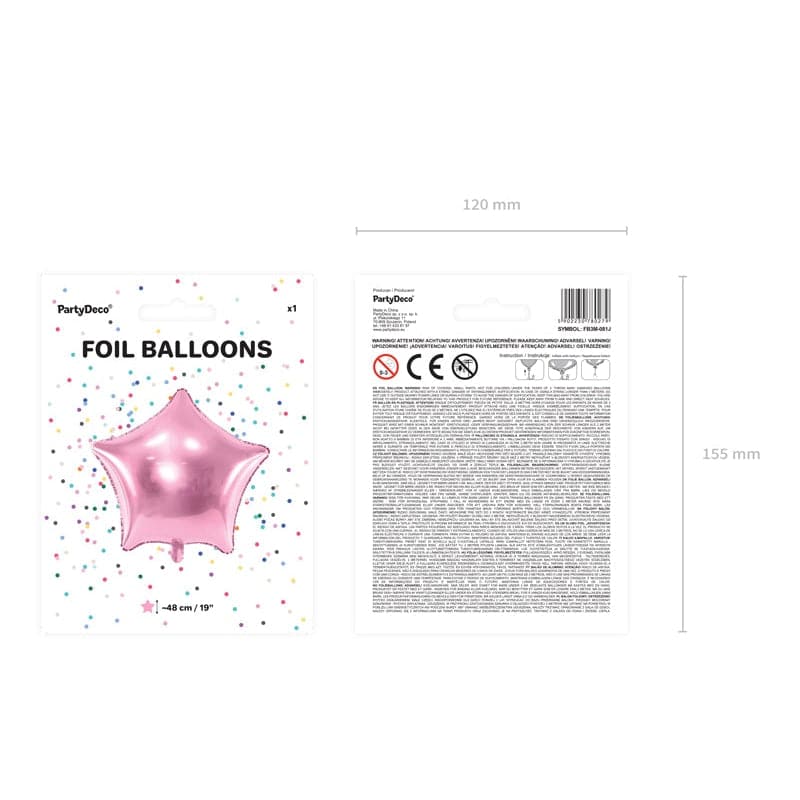 Ballone Stern 48cm Metallic rosa (1 Stk.)