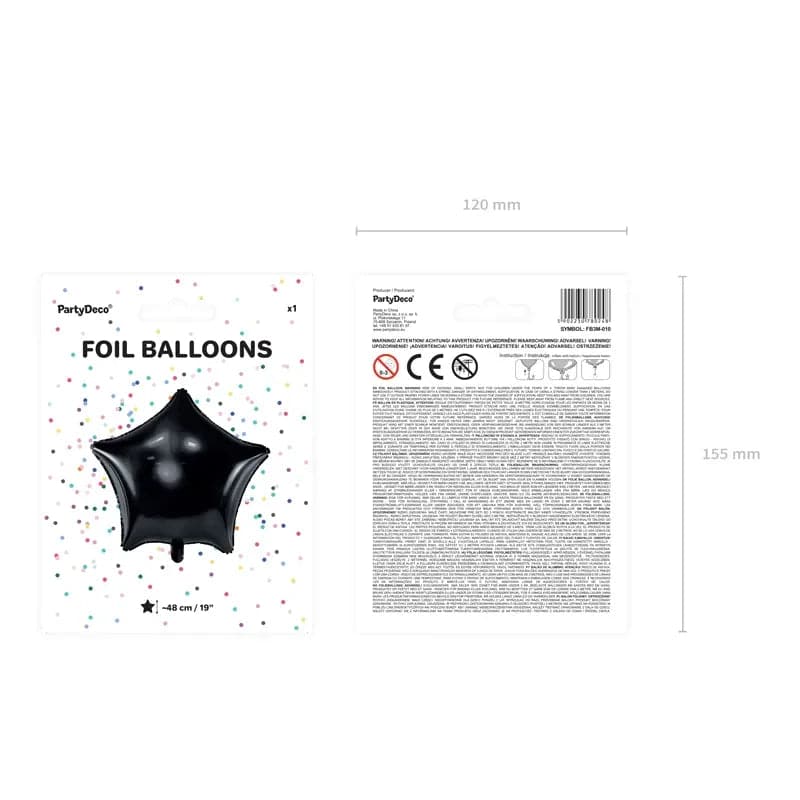 Ballone Stern 48cm Metallic schwarz (1 Stk.)