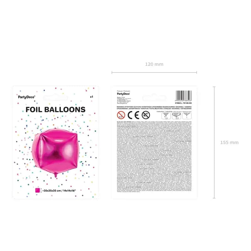 Ballone Würfel 35cm Metallic rosa (1 Stk.)
