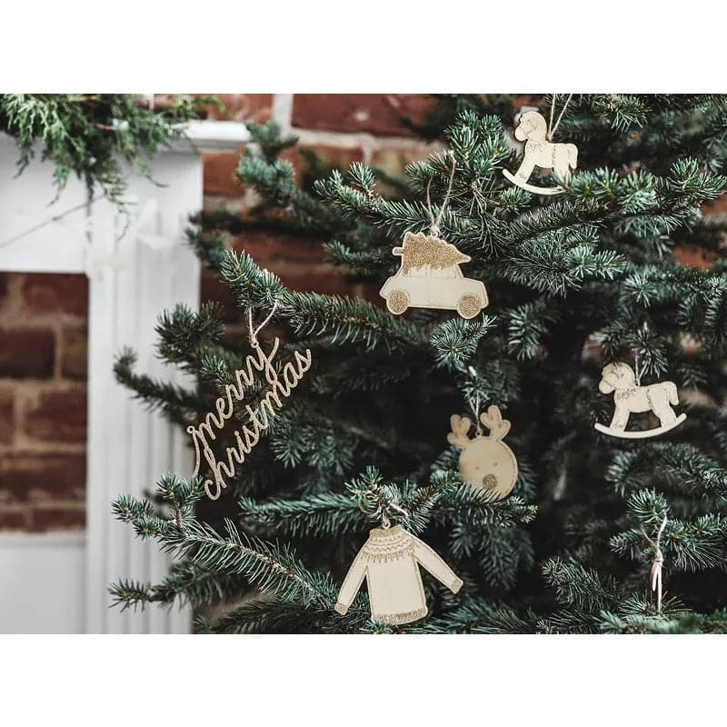 Merry Christmas-Anhänger Holz (10 Stk.)