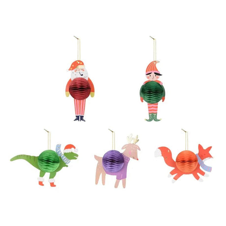 Papierkugeln mit Weihnachtsmotiven Mix (5 Stk.)