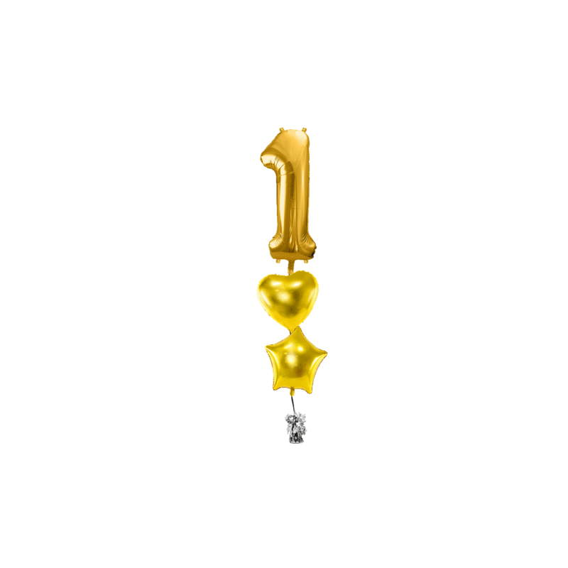 Ballone Zahl 1 in gold Ballonbouquet