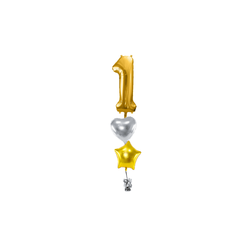 Ballone Zahl 1 in gold Ballonbouquet