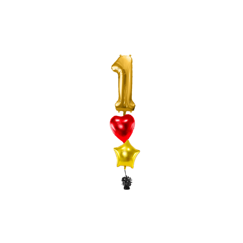 Ballone Zahl 1 in gold Ballonbouquet
