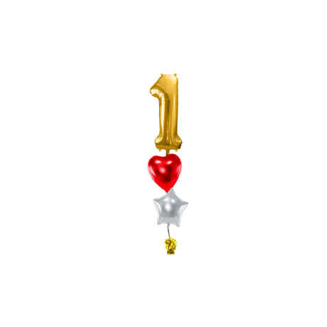 Ballone Zahl 1 in gold Ballonbouquet