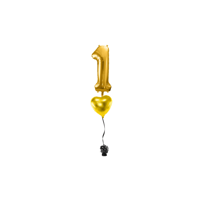 Ballone Zahl 1 in gold Ballonbouquet