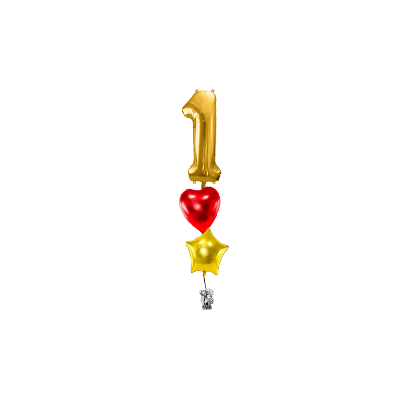 Ballone Zahl 1 in gold Ballonbouquet