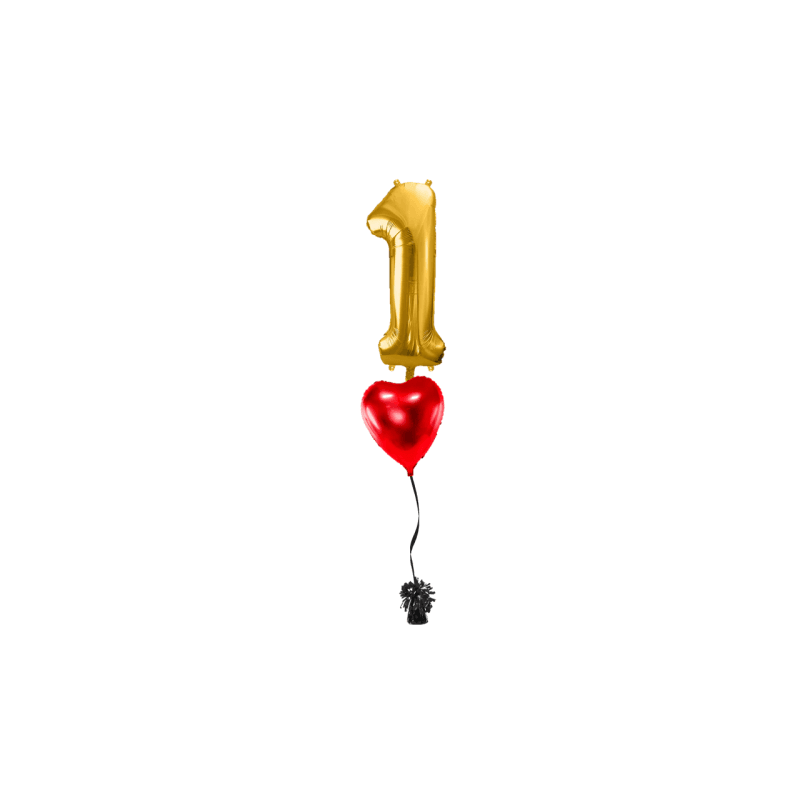 Ballone Zahl 1 in gold Ballonbouquet