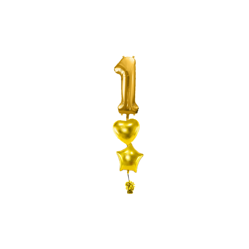 Ballone Zahl 1 in gold Ballonbouquet