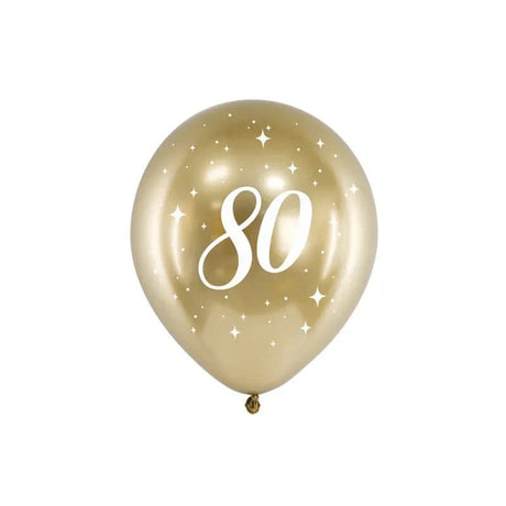 Ballone 80th 30cm Glossy gold (6 Stk.)
