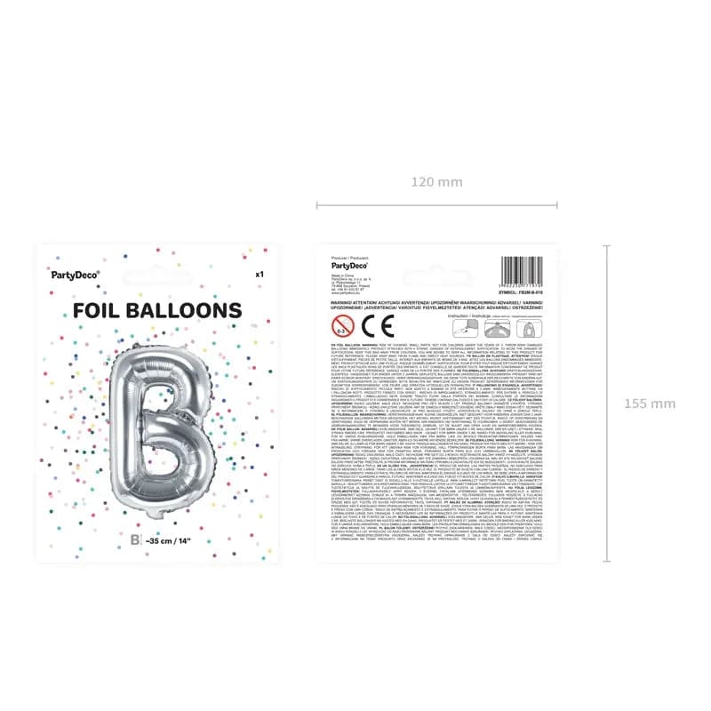 Ballone Buchstabe B 36cm Metallic silber (1 Stk.)