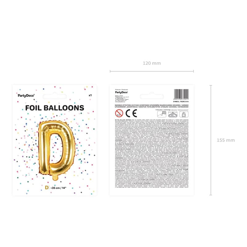 Ballone Buchstabe D 35cm Metallic gold (1 Stk.)