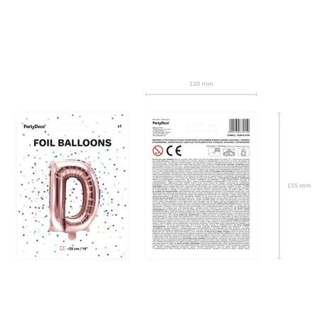 Ballone Buchstabe D 35cm Metallic roségold (1 Stk.)