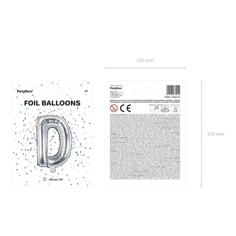 Ballone Buchstabe D 36cm Metallic silber (1 Stk.)
