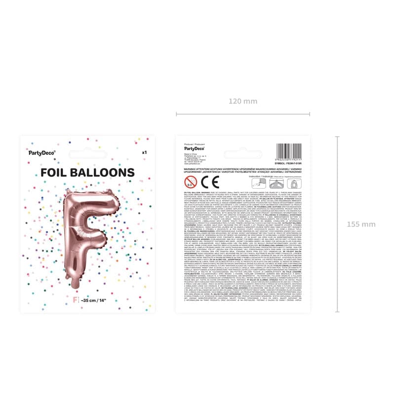 Ballone Buchstabe F 35cm Metallic roségold (1 Stk.)