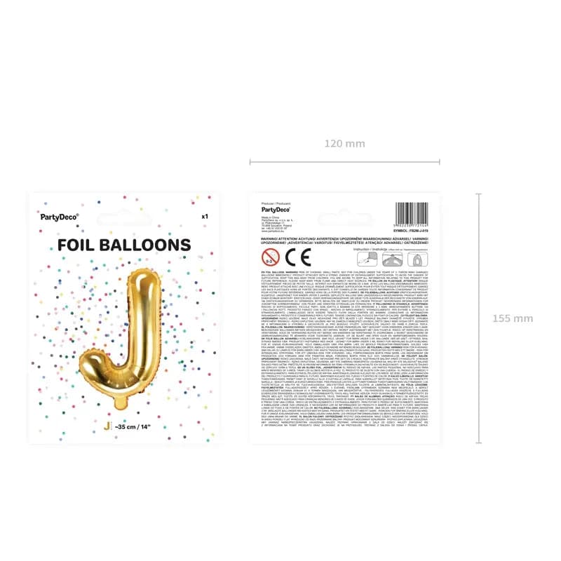 Ballone Buchstabe J 35cm Metallic gold (1 Stk.)