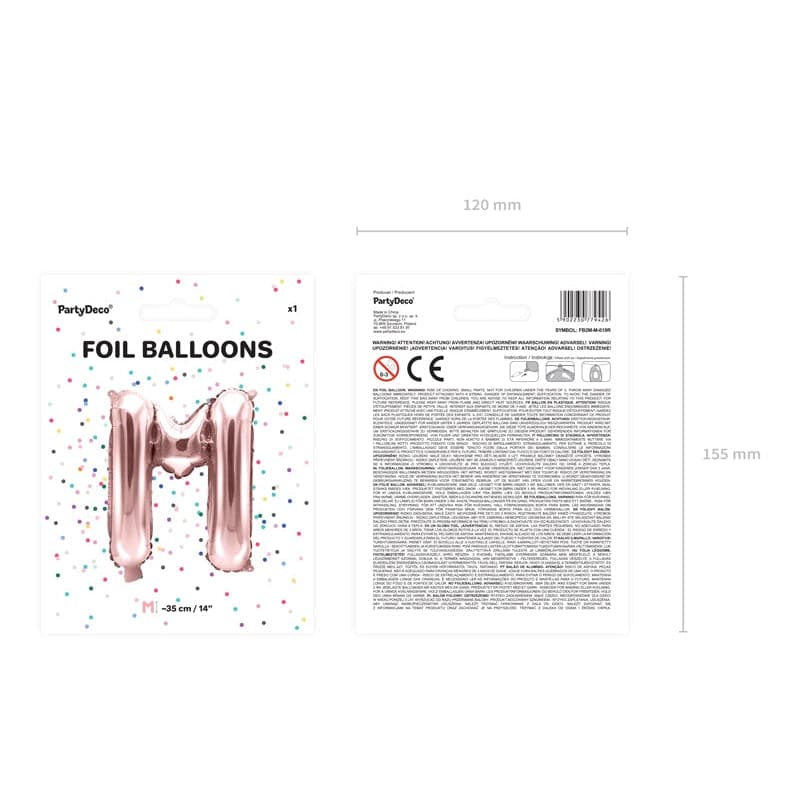 Ballone Buchstabe M 35cm Metallic roségold (1 Stk.)