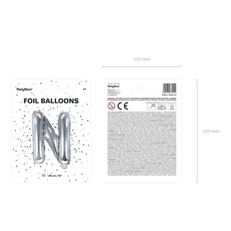 Ballone Buchstabe N 36cm Metallic silber (1 Stk.)