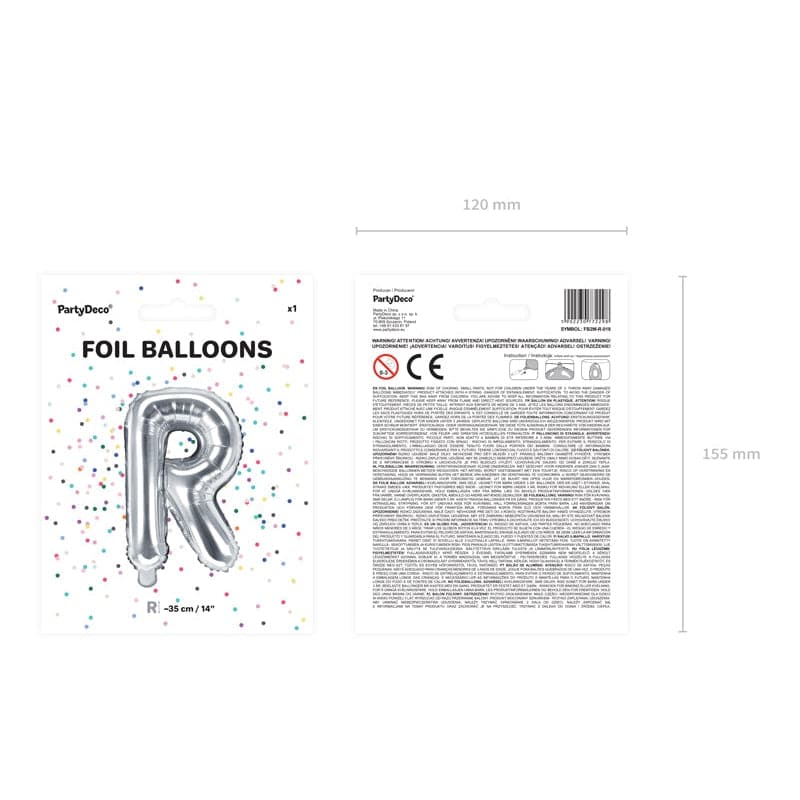 Ballone Buchstabe R 36cm Metallic silber (1 Stk.)