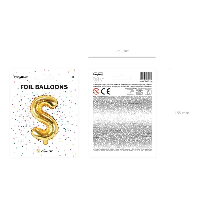 Ballone Buchstabe S 35cm Metallic gold (1 Stk.)
