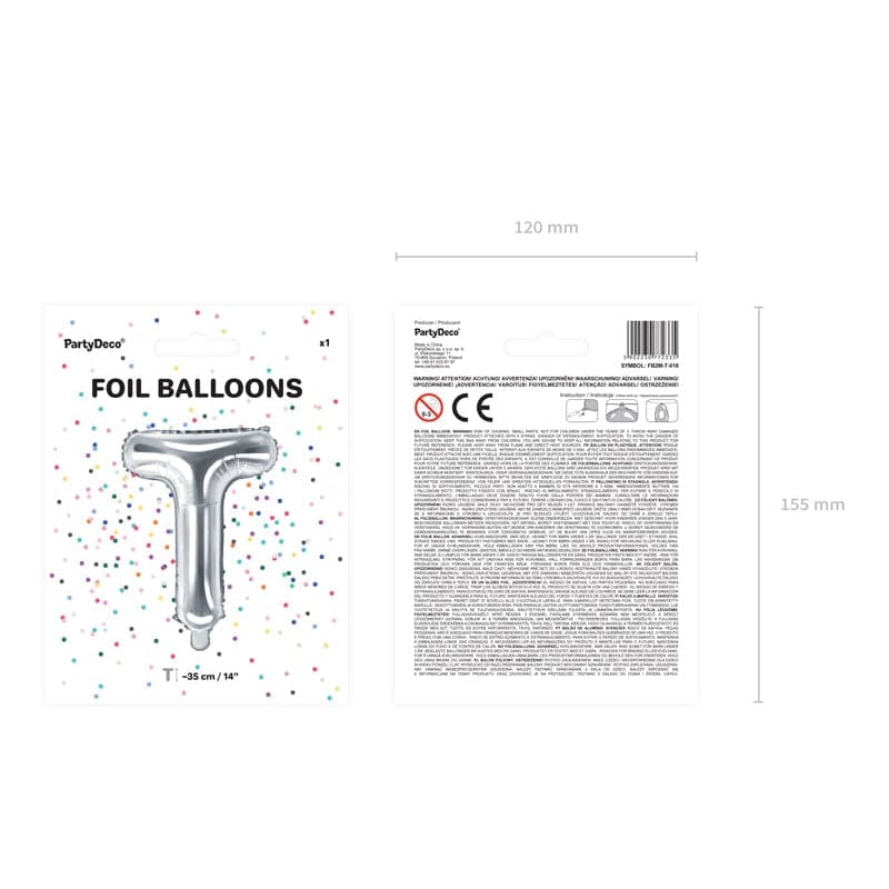 Ballone Buchstabe T 36cm Metallic silber (1 Stk.)