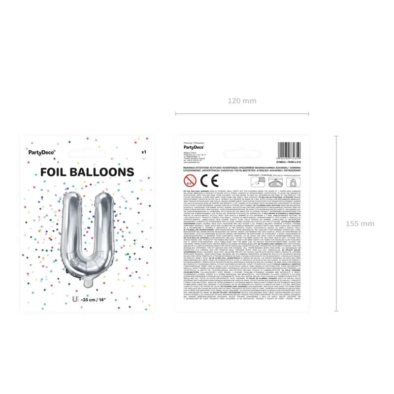 Ballone Buchstabe U 36cm Metallic silber (1 Stk.)