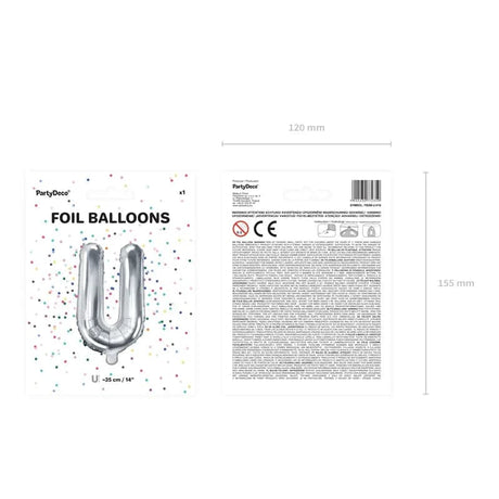 Ballone Buchstabe U 36cm Metallic silber (1 Stk.)