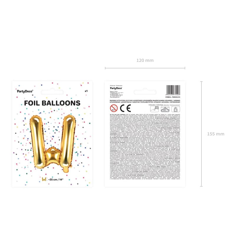 Ballone Buchstabe W 35cm Metallic gold (1 Stk.)